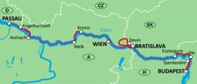 Boat & bike on Danube river - Swiss Crown - map
